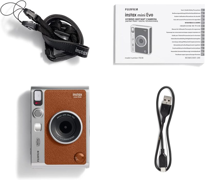 FUJIFILM INSTAX MINI EVO CAMERA BROWN.